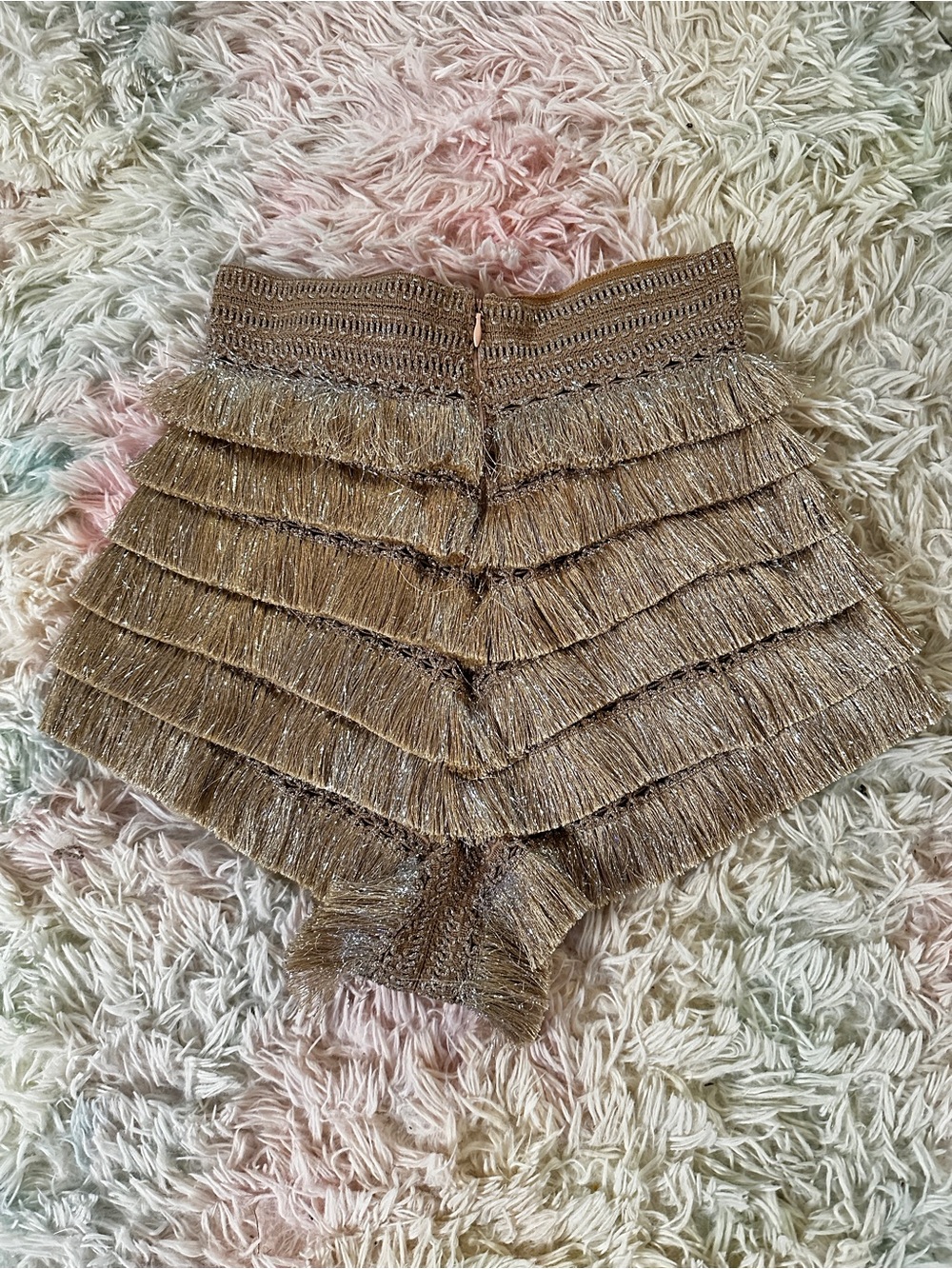 PatBo Metallic Fringe Shorts in Gold Size 4 - Picture 6 of 12